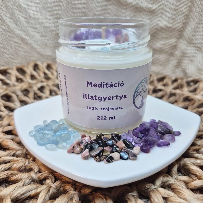 Meditáció ásványokkal díszített illatgyertya