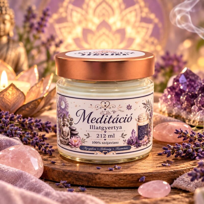 "Meditáció" ásványokkal díszített gyertya