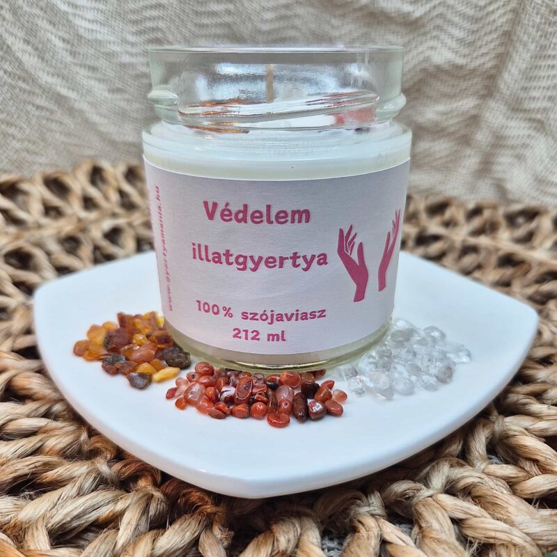 Védelem ásványokkal díszített illatgyertya